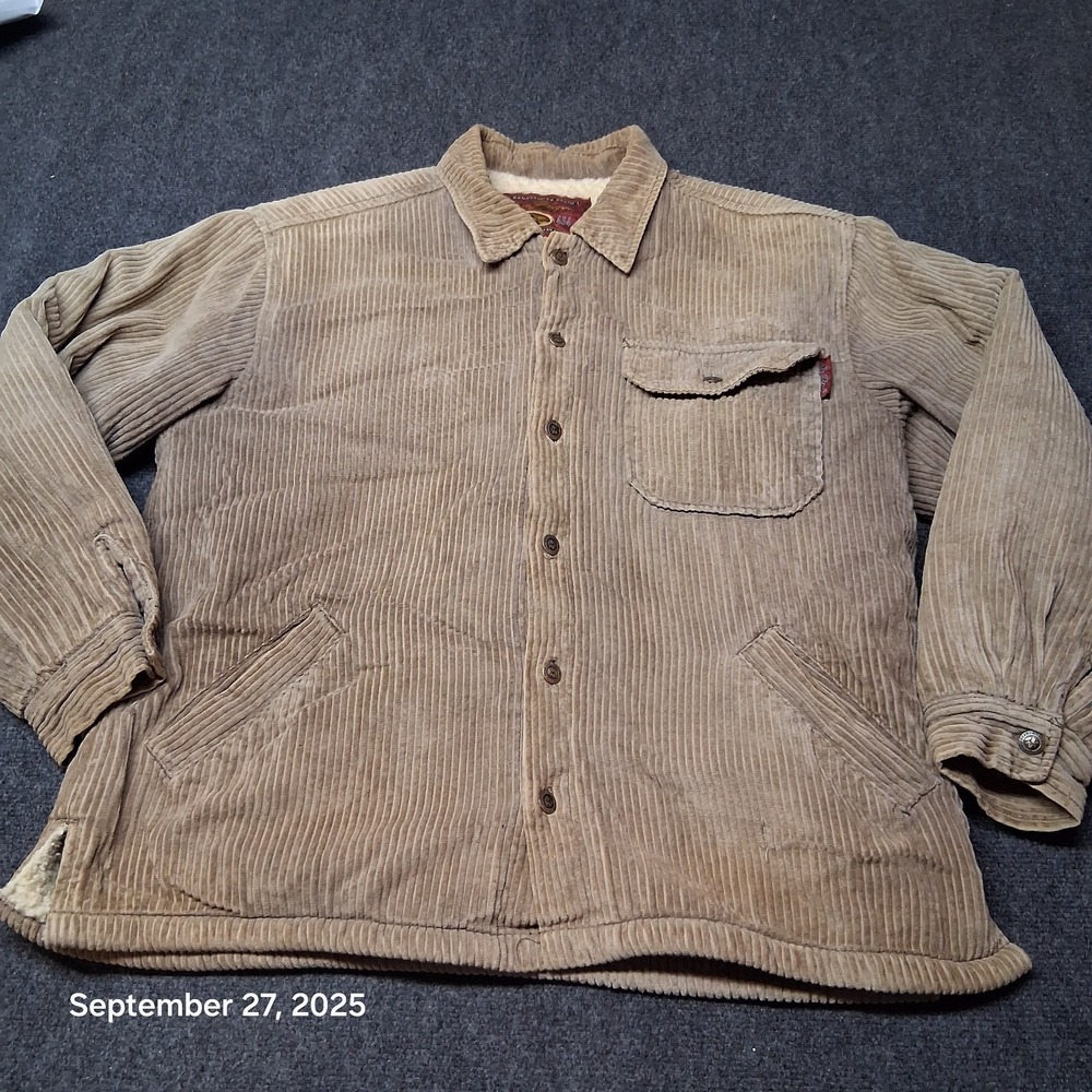 Vintage No Fear Corduroy Sherpa Lined JAcket Size XL Brown Faded